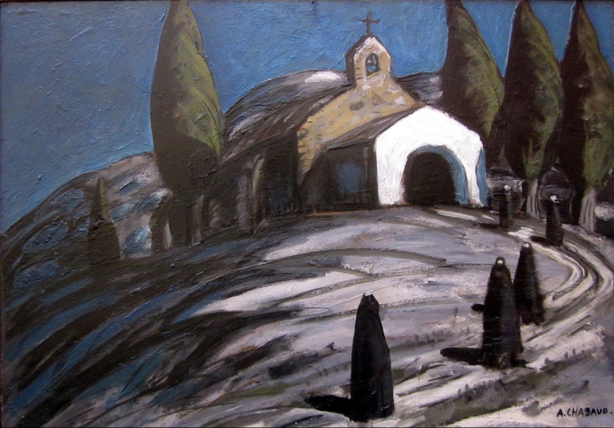Auguste Chabaud (1882-1955) Vers La Chapelle Saint Sixte d'Eygalières-photo-3