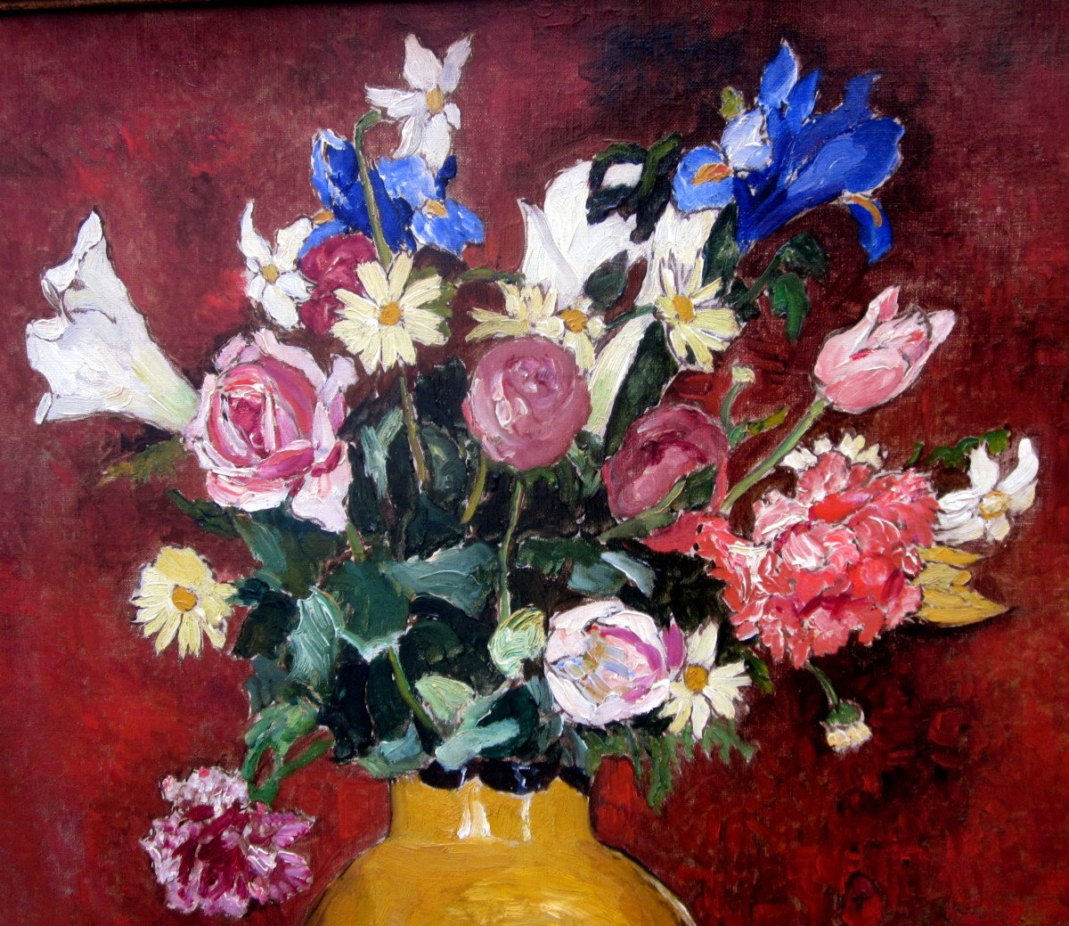 Marcel Leprin (1891-1933) Bouquet De Fleurs Au Vase Jaune-photo-3