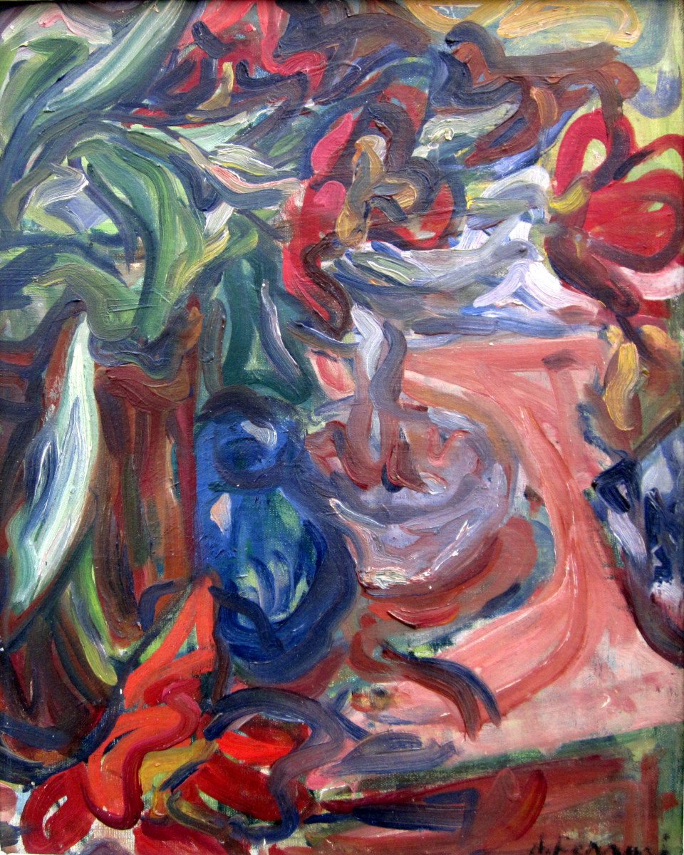 Antoine Ferrari (1910-1995) Bouquet Of Tulips-photo-2