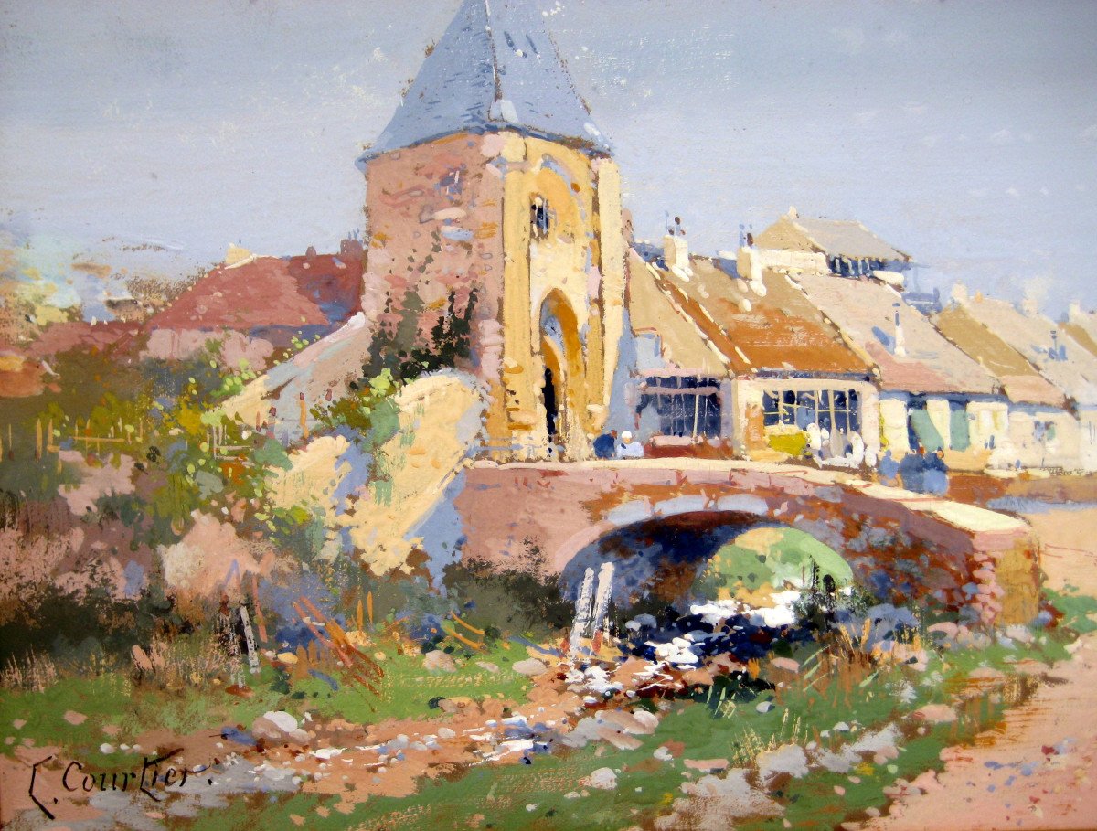 Eugène Galien Laloue - L. Courtier (1854-1941)  Village De Seine Et Marne-photo-3