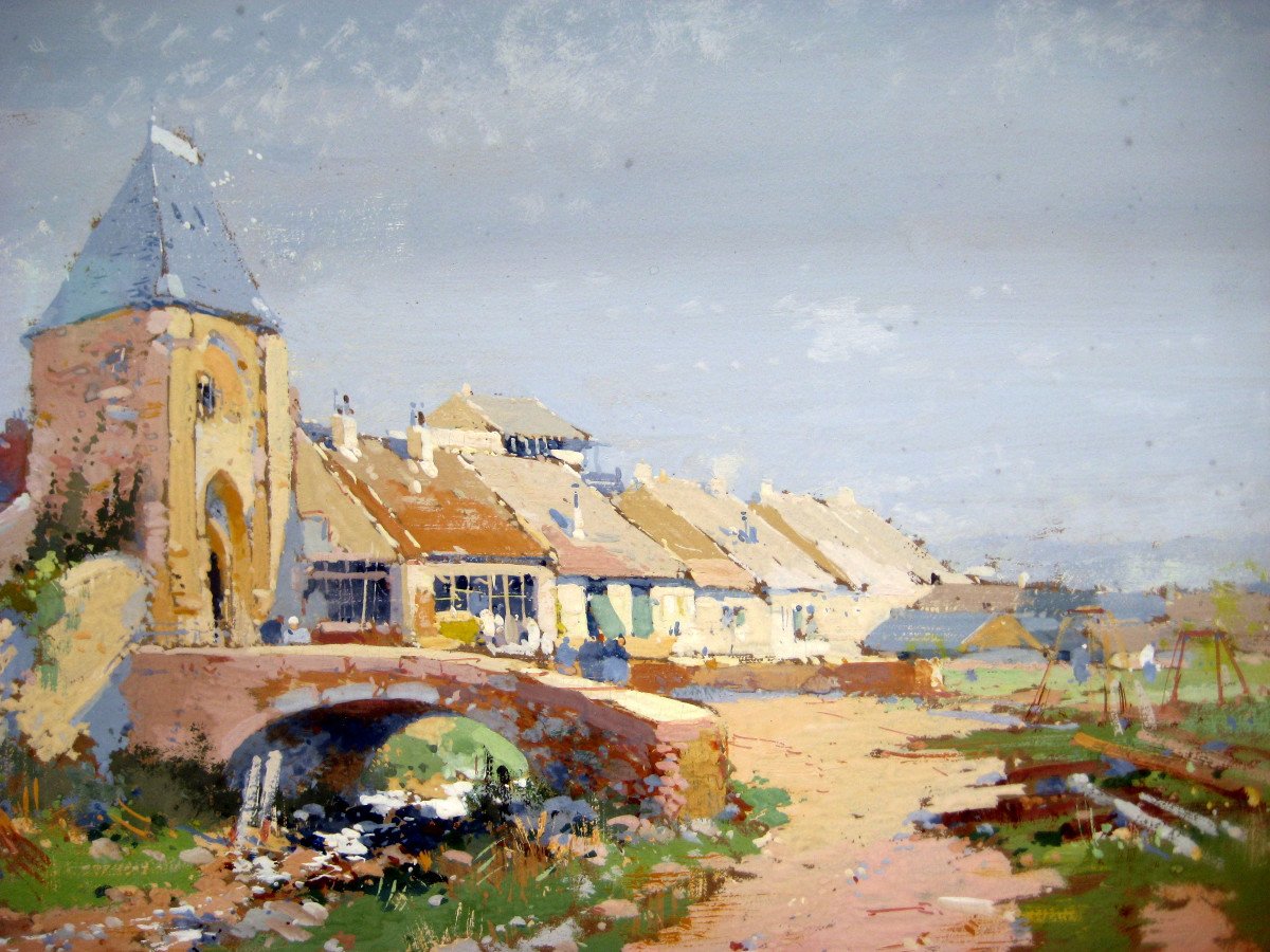 Eugène Galien Laloue - L. Courtier (1854-1941)  Village De Seine Et Marne-photo-2