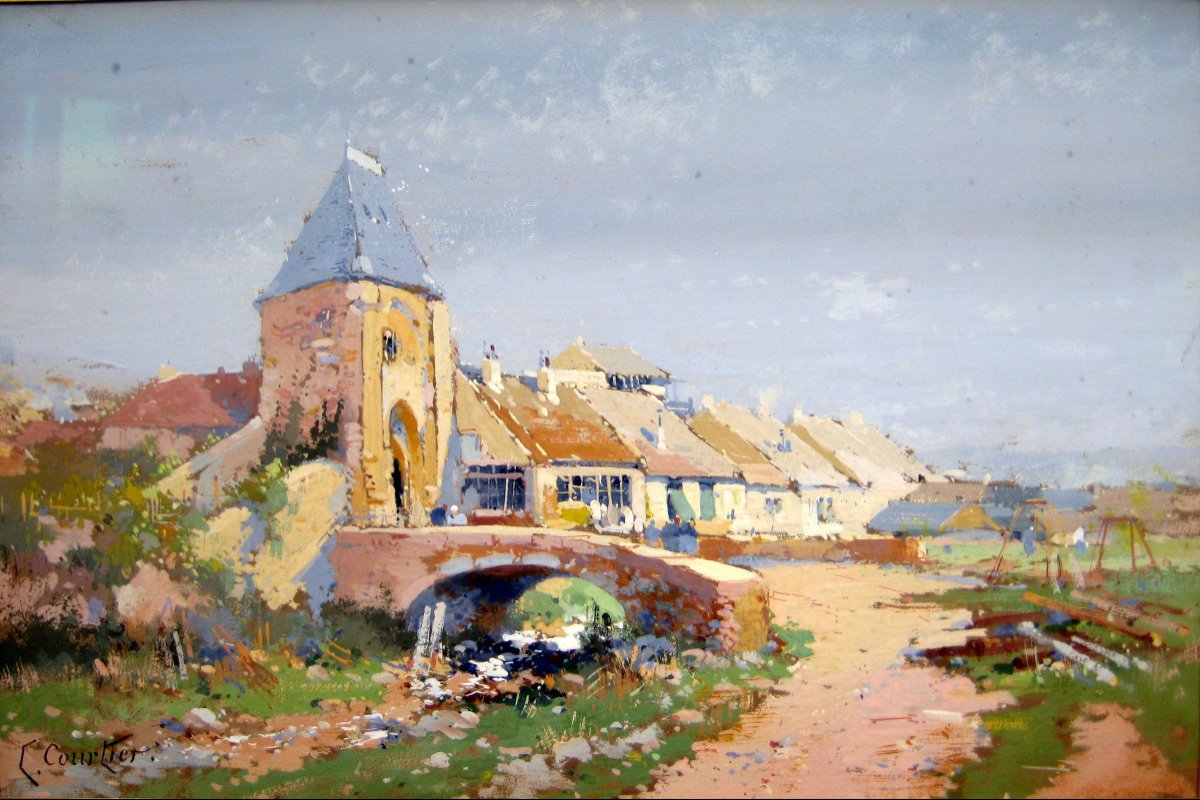 Eugène Galien Laloue - L. Courtier (1854-1941)  Village De Seine Et Marne-photo-3