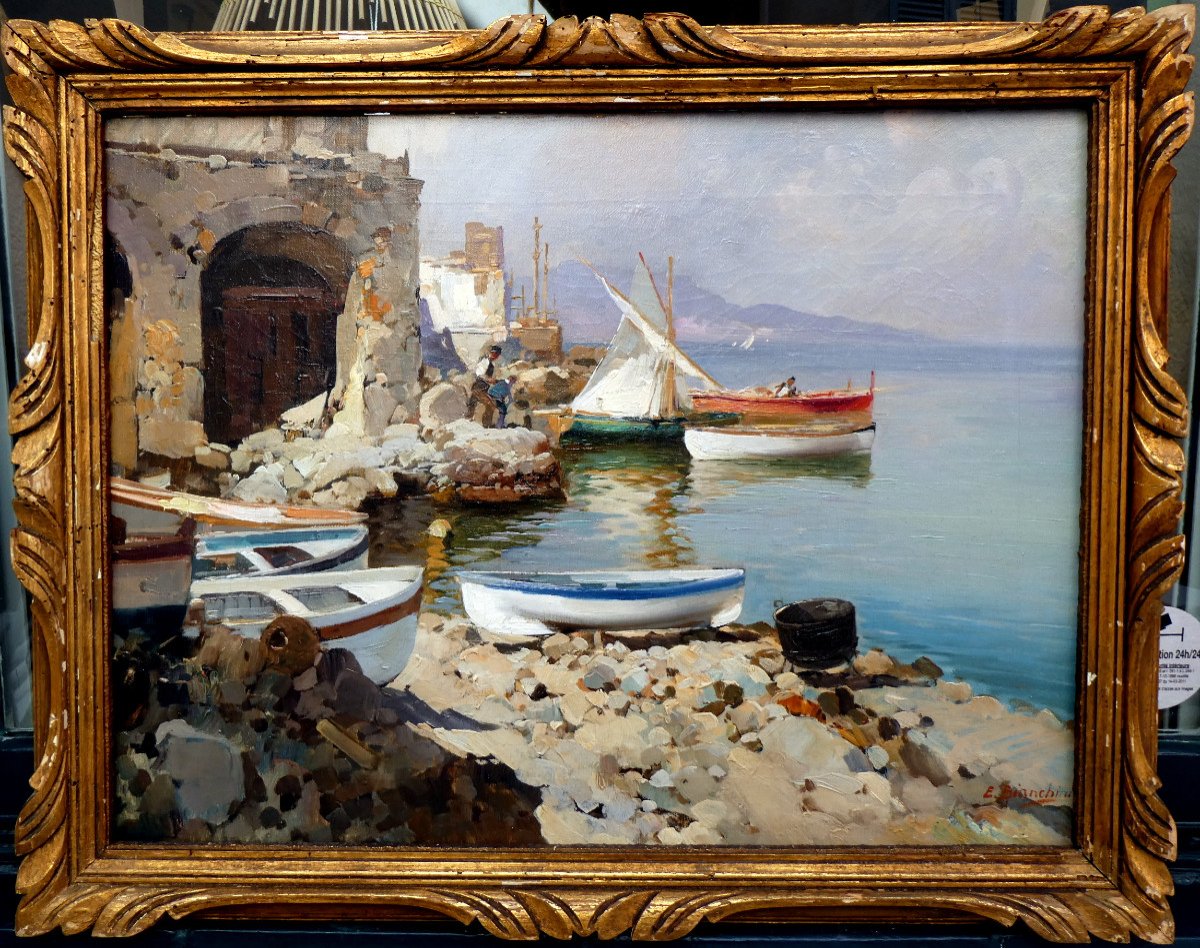 Enrico Bianchini (1903-1971) Seaside Around Naples-photo-2