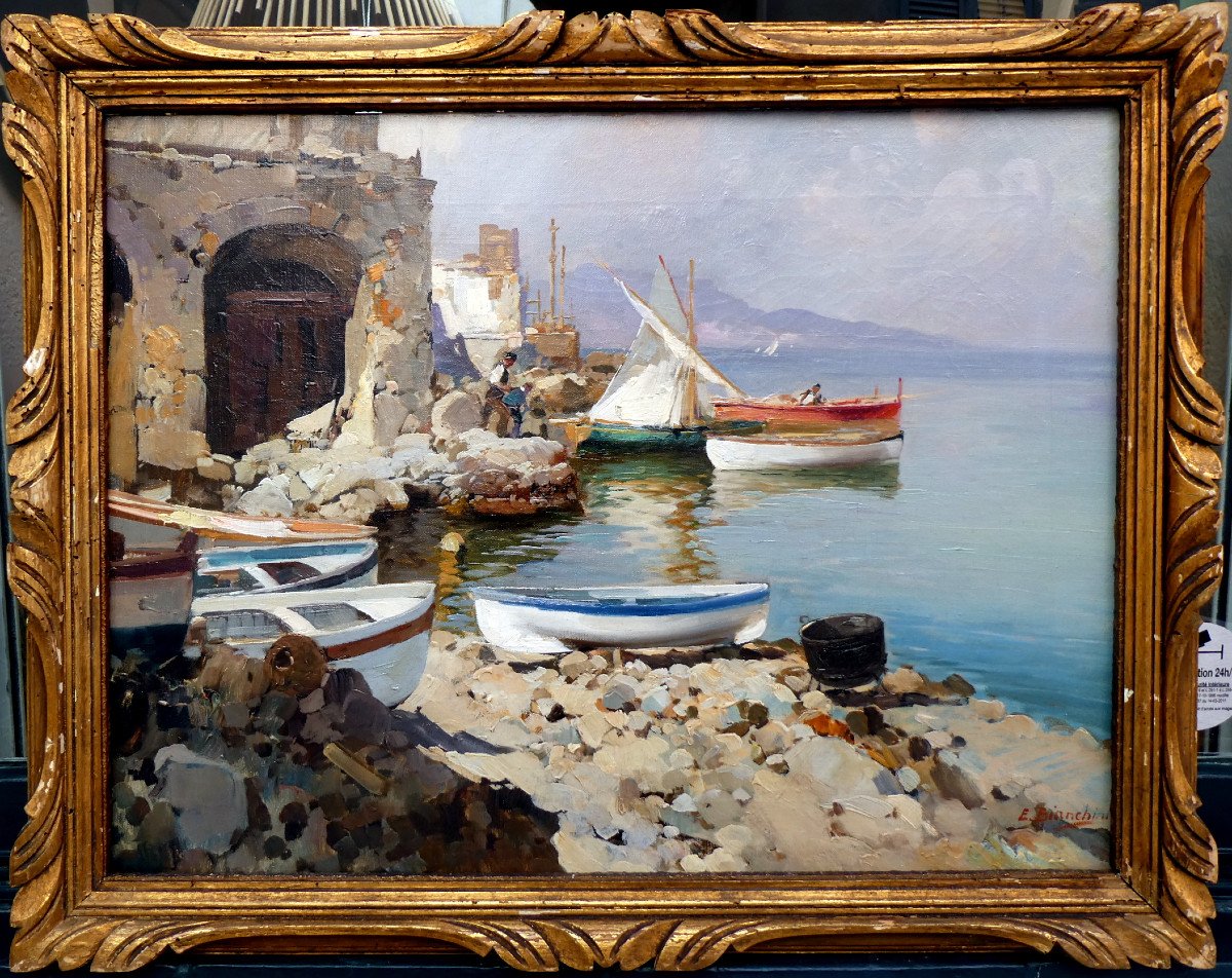 Enrico Bianchini (1903-1971) Seaside Around Naples-photo-5