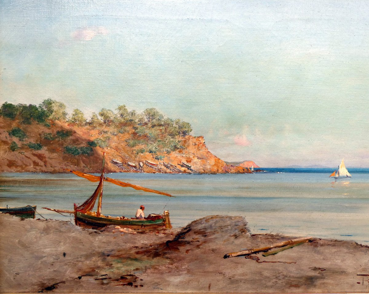 Victor Protais (1870-1905) Seaside In The Var Around La Seyne Sur Mer-photo-3