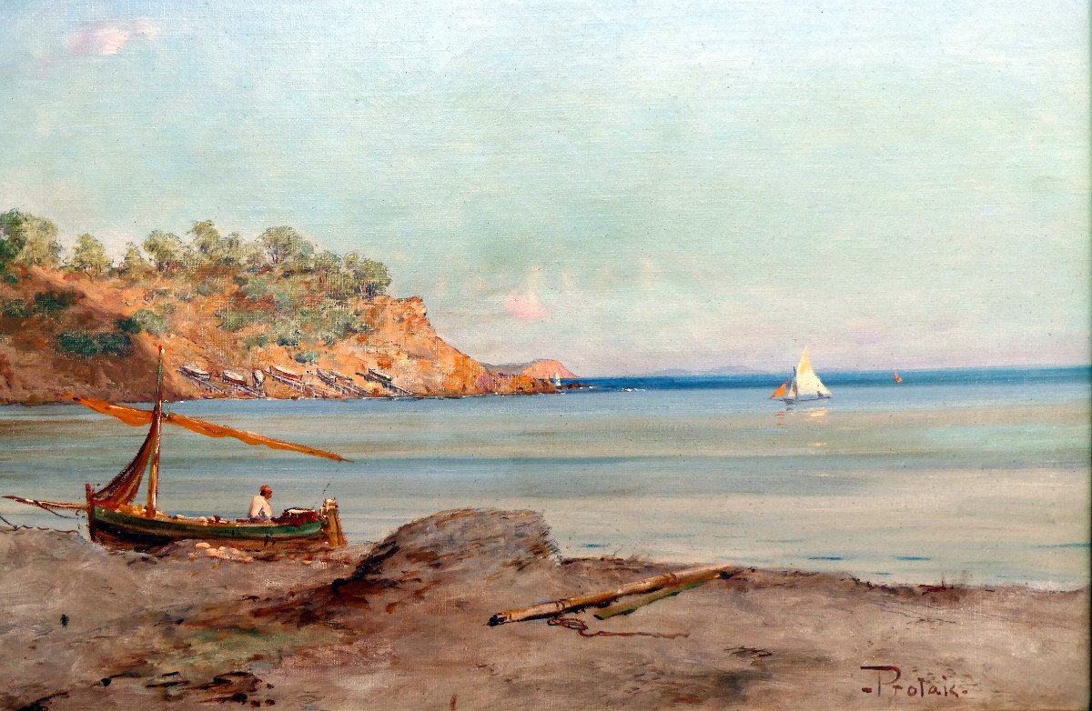 Victor Protais (1870-1905) Seaside In The Var Around La Seyne Sur Mer-photo-4