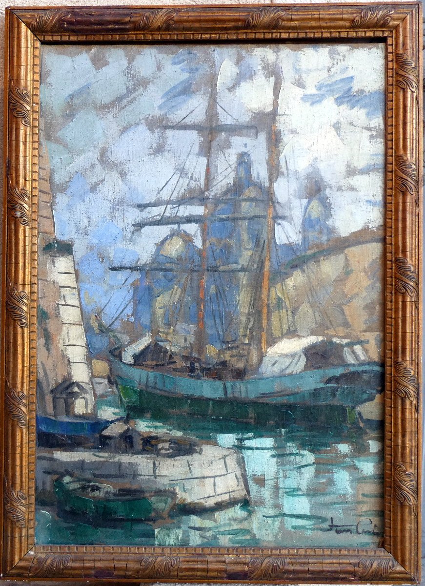 Jean Lair De La Haye (1889-?) Le Canal Saint Jean Et La Cathédrale De La Major à Marseille-photo-3
