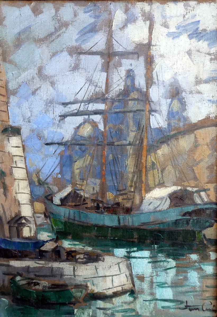 Jean Lair De La Haye (1889-?) Le Canal Saint Jean Et La Cathédrale De La Major à Marseille