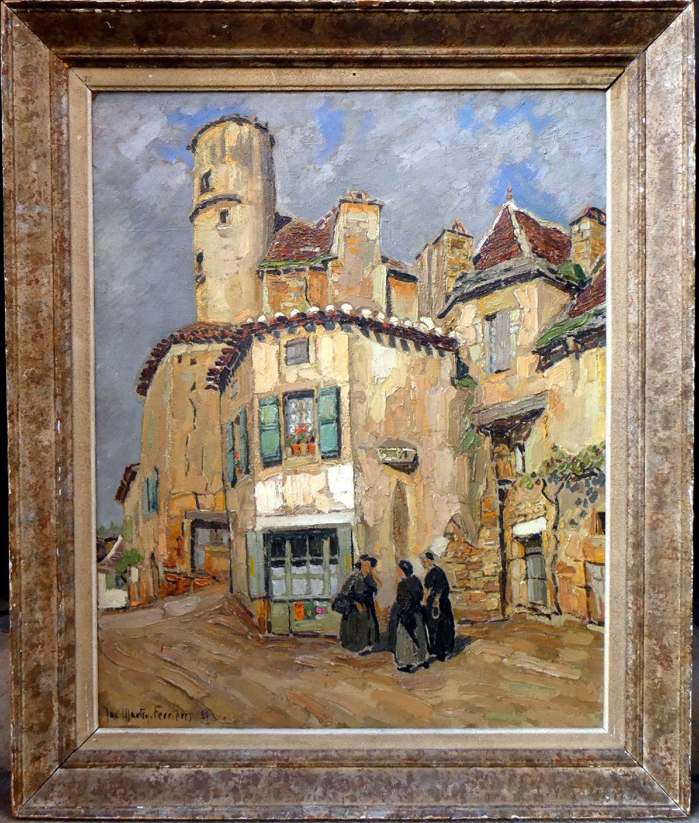 Jacques Martin Ferrières (1893-1972) Les Commères Devant l'épicerie Du Village-photo-2