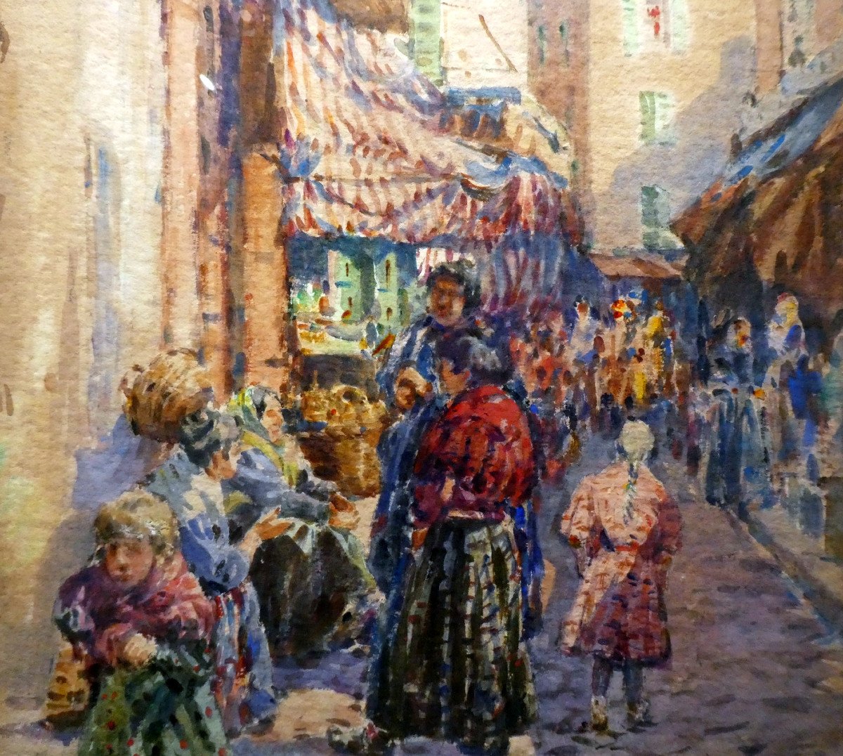 Gilbert Galland (1870-1950) Lively Street In The Old Quarters Of Marseille-photo-1