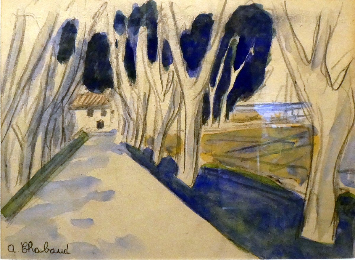 Auguste Chabaud (1882-1955) The Alley Of Plane Trees Of The Mas-photo-1