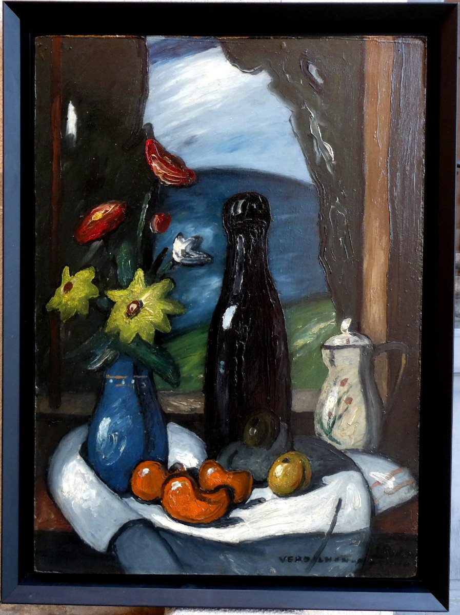 Louis Mathieu Verdilhan (1875-1928)  Nature Morte Aux Fleurs Et Aux Fruits -photo-2