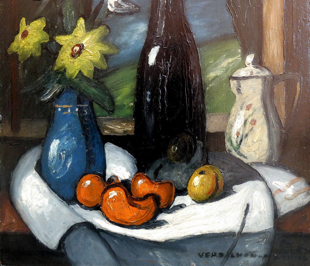 Louis Mathieu Verdilhan (1875-1928)  Nature Morte Aux Fleurs Et Aux Fruits -photo-3