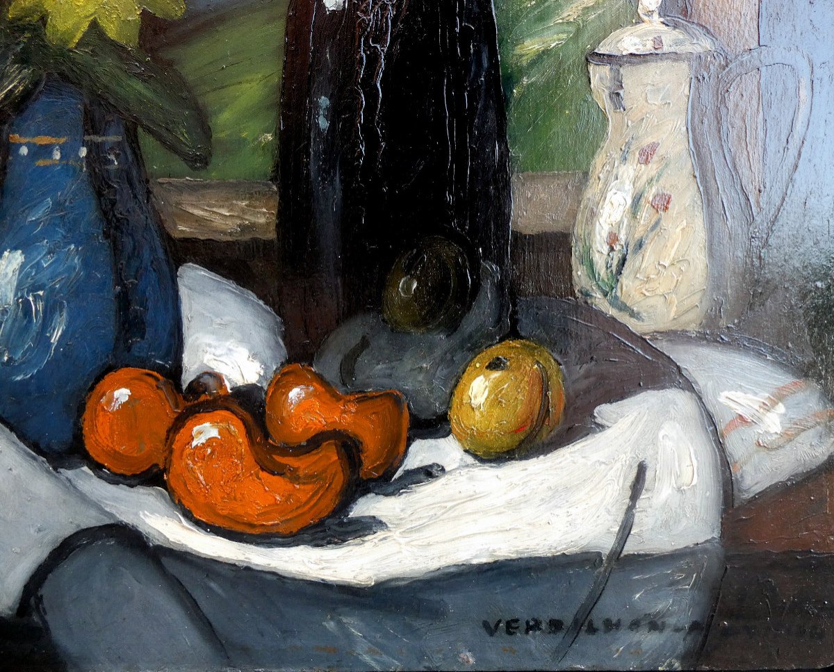 Louis Mathieu Verdilhan (1875-1928)  Nature Morte Aux Fleurs Et Aux Fruits -photo-2