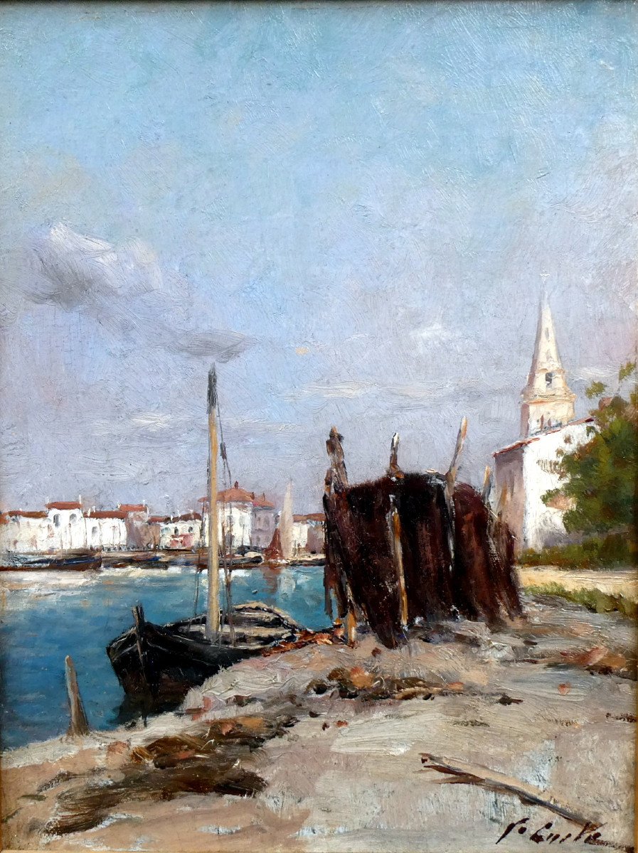 Victor Coste (1844-1923) Filets De Pêche étendus à Martigues