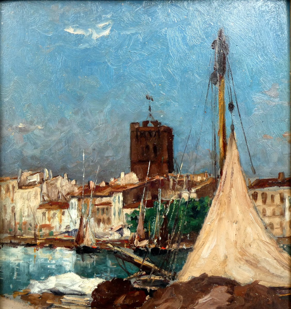 Victor Coste (1844-1923) Fishing Nets On The Quay In Agde-photo-4