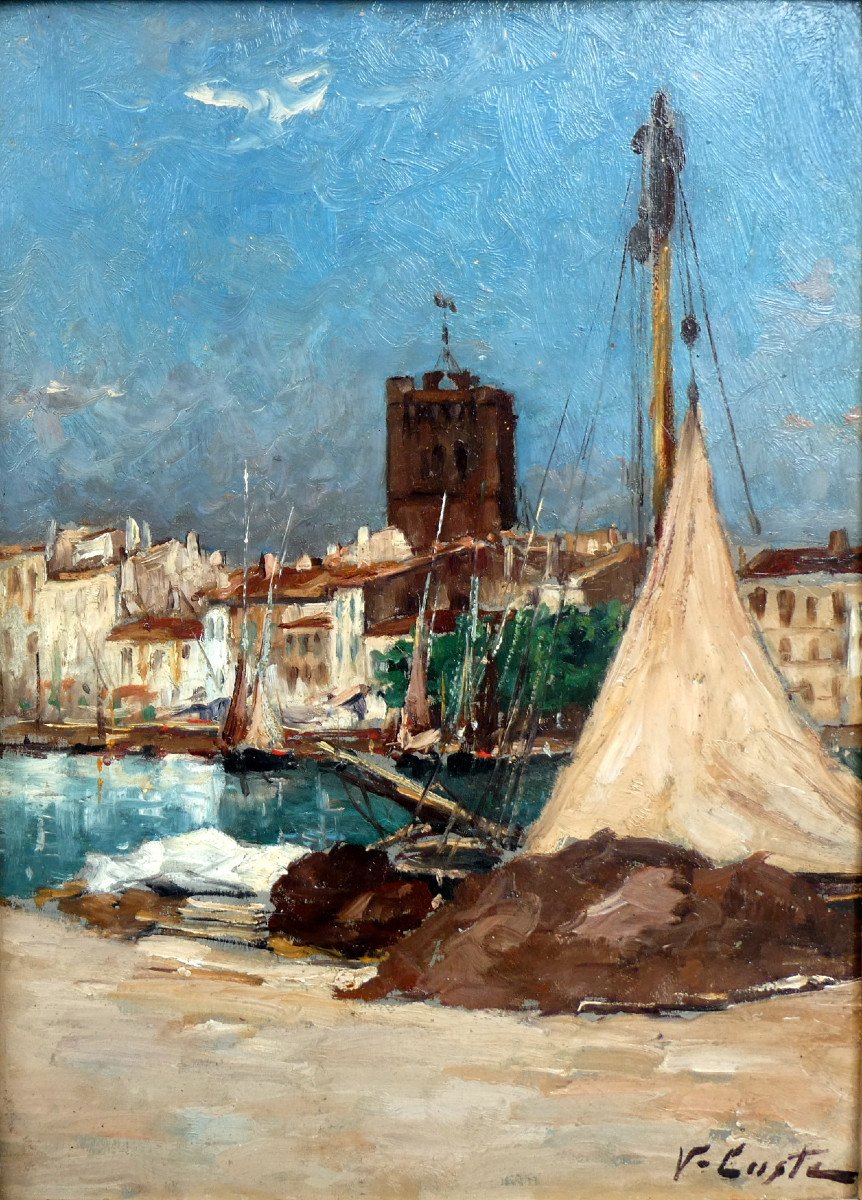 Victor Coste (1844-1923) Fishing Nets On The Quay In Agde-photo-1