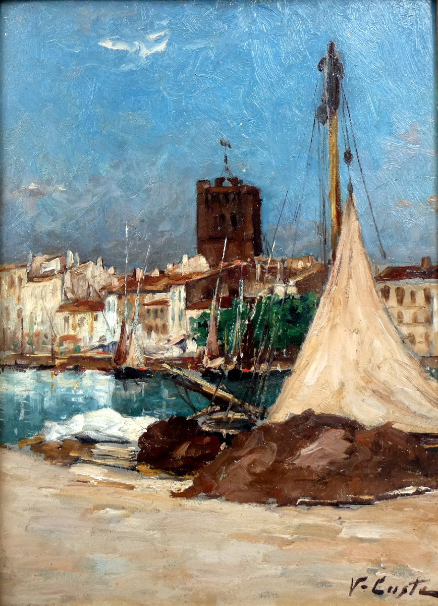 Victor Coste (1844-1923) Fishing Nets On The Quay In Agde