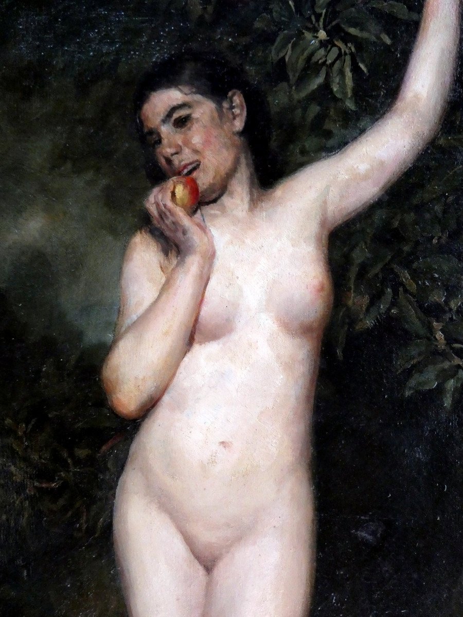 Marius Guindon (1831-1918) Eve Croquant Le Fruit Défendu-photo-4