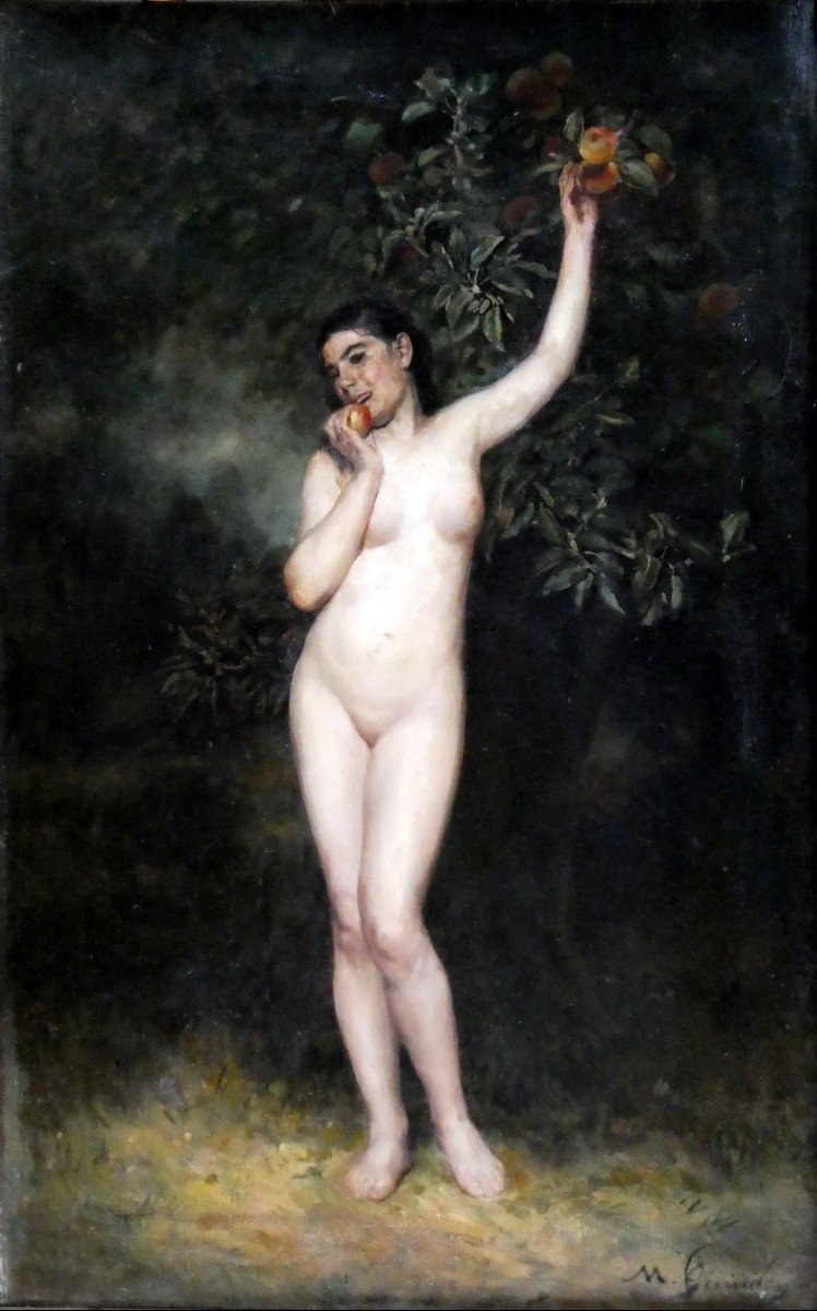 Marius Guindon (1831-1918) Eve Croquant Le Fruit Défendu-photo-5