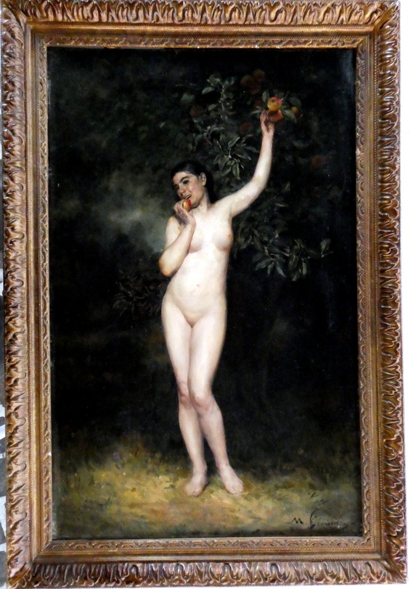 Marius Guindon (1831-1918) Eve Croquant Le Fruit Défendu-photo-6