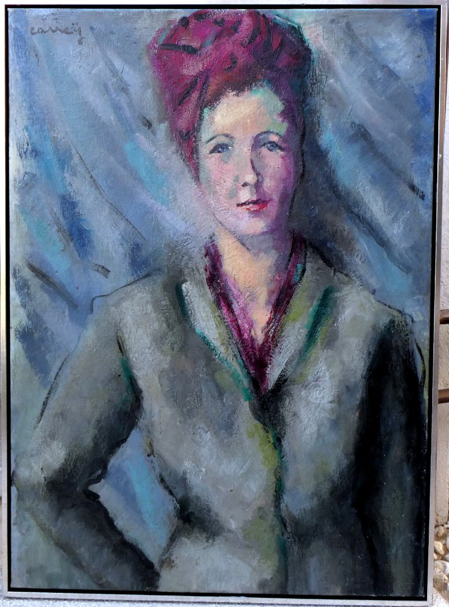 Georges Carrey (1902-1953) Jeune Femme Au Chapeau Turban-photo-2