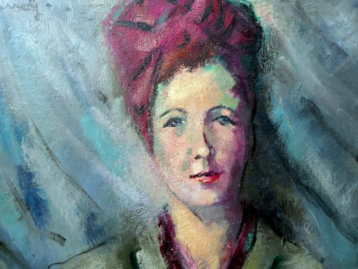 Georges Carrey (1902-1953) Jeune Femme Au Chapeau Turban-photo-3