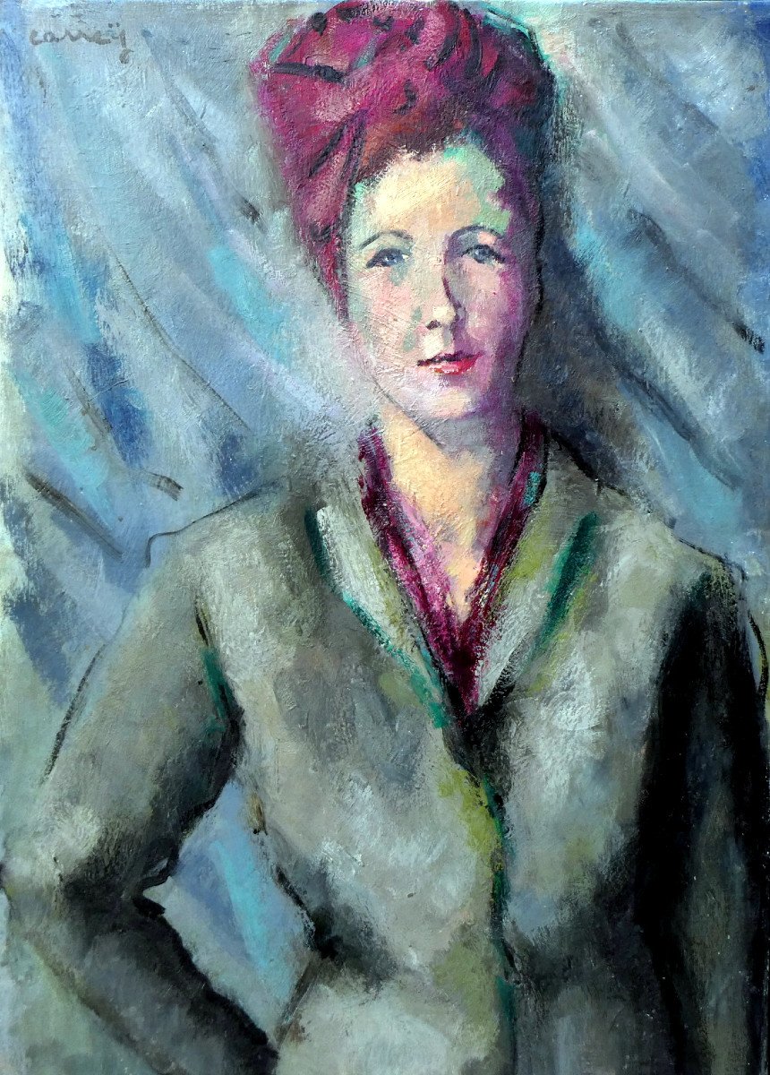 Georges Carrey (1902-1953) Jeune Femme Au Chapeau Turban-photo-6