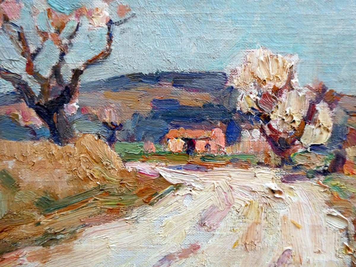 Jean Aubery (1880-1952) Almond Trees In Flowers In Haute Provence-photo-3