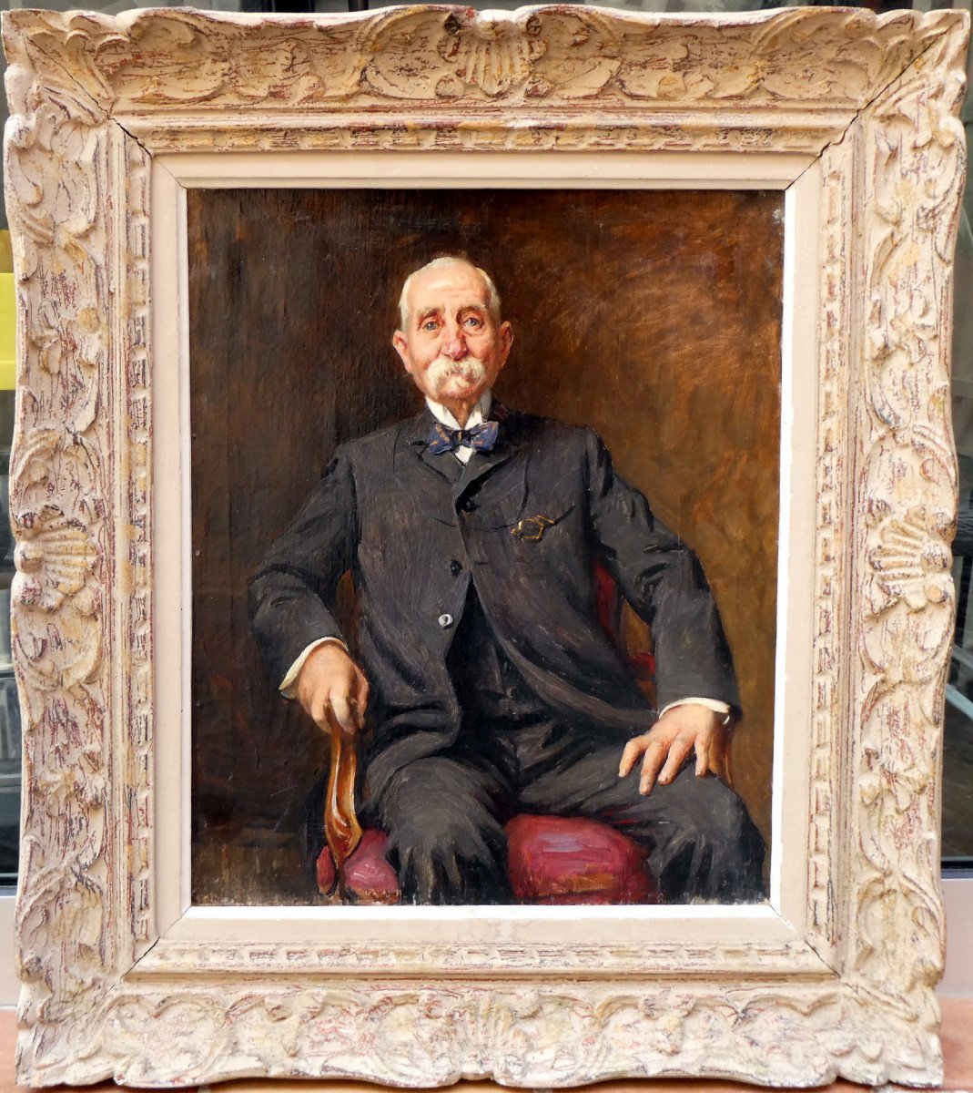 Marius Barthalot (1861-1955) Old Man Sitting On An Armchair-photo-2