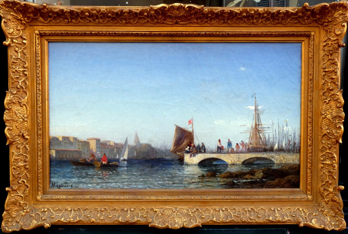 André Maglione (1838-1923) Dans Le Vieux Port De Marseille -photo-6
