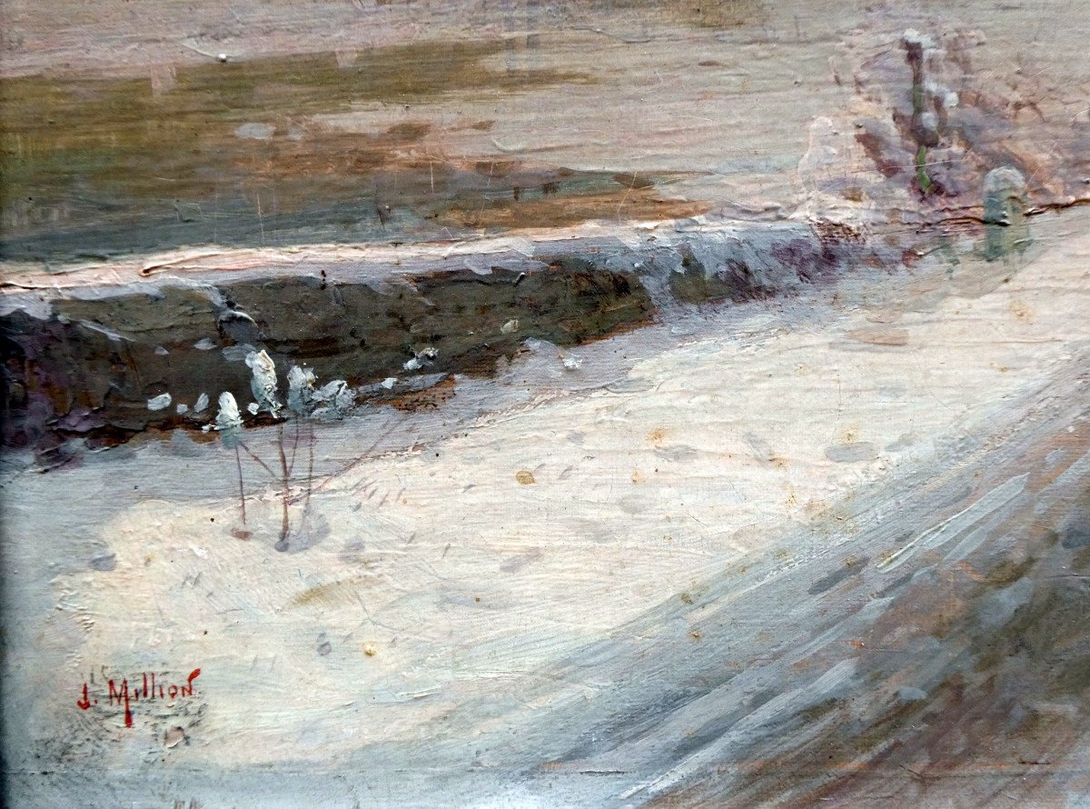 Joseph Million (1861-1930) Snow Landscape At Dusk-photo-3