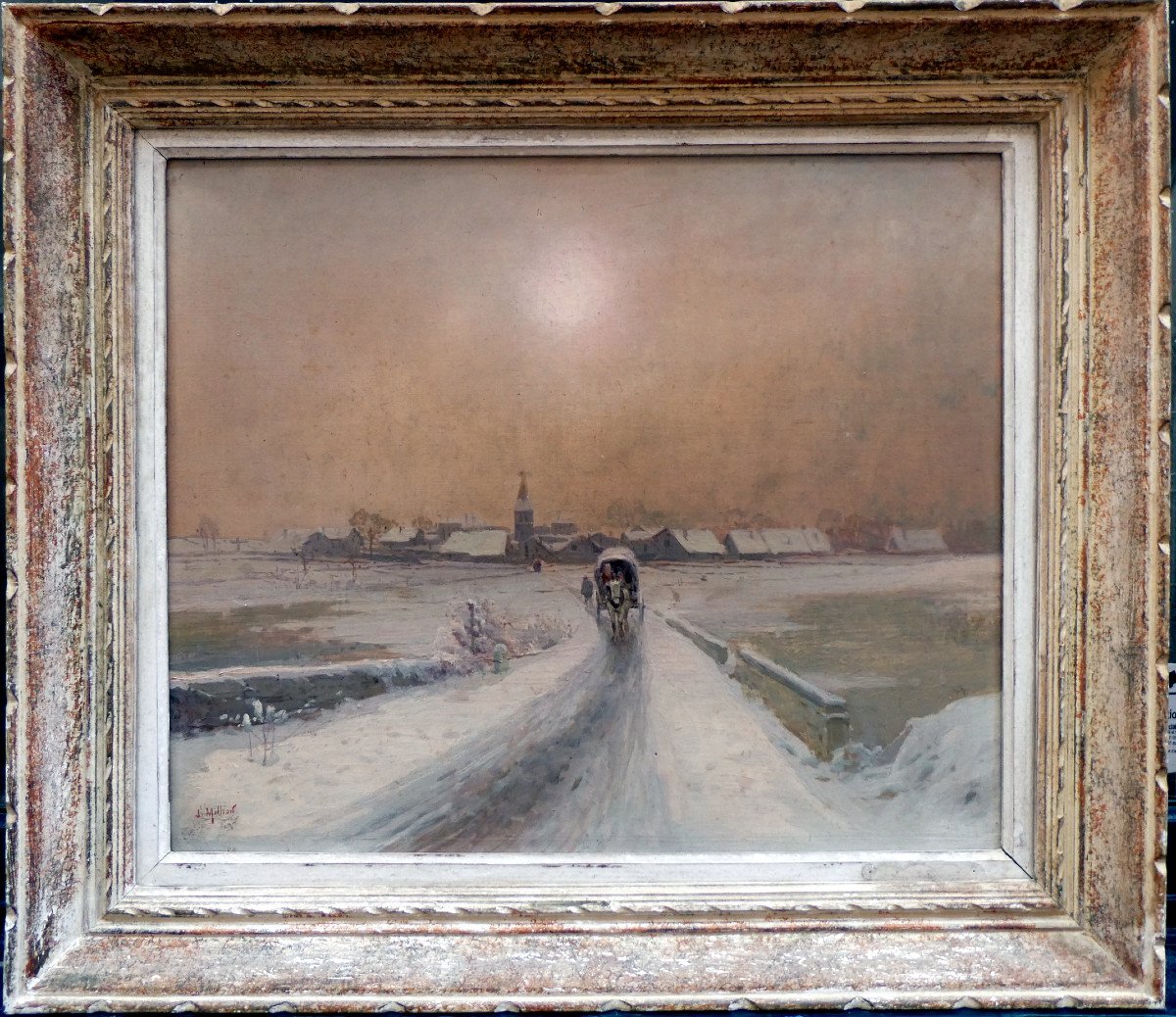Joseph Million (1861-1930) Snow Landscape At Dusk-photo-4