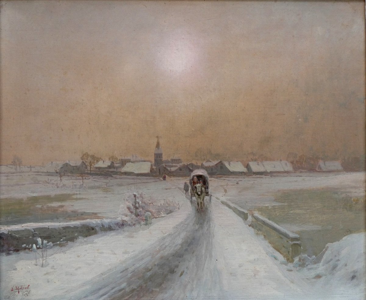 Joseph Million (1861-1930) Snow Landscape At Dusk