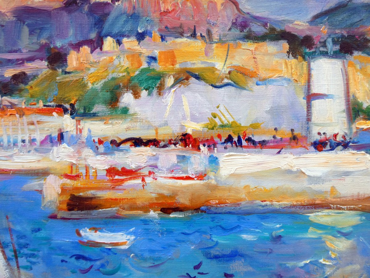 Max Agostini (1914-1997) Entrance To The Port Of Cassis-photo-3
