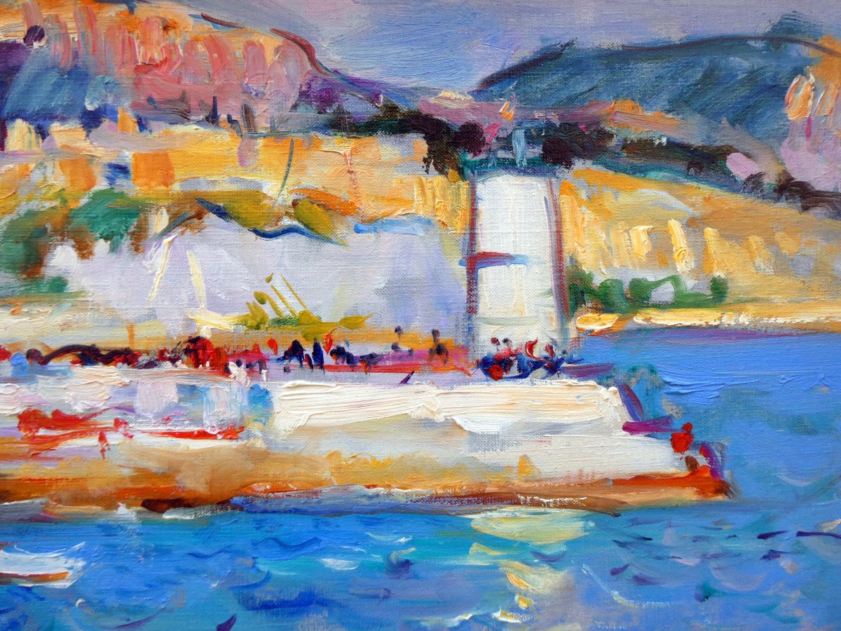 Max Agostini (1914-1997) Entrance To The Port Of Cassis-photo-4