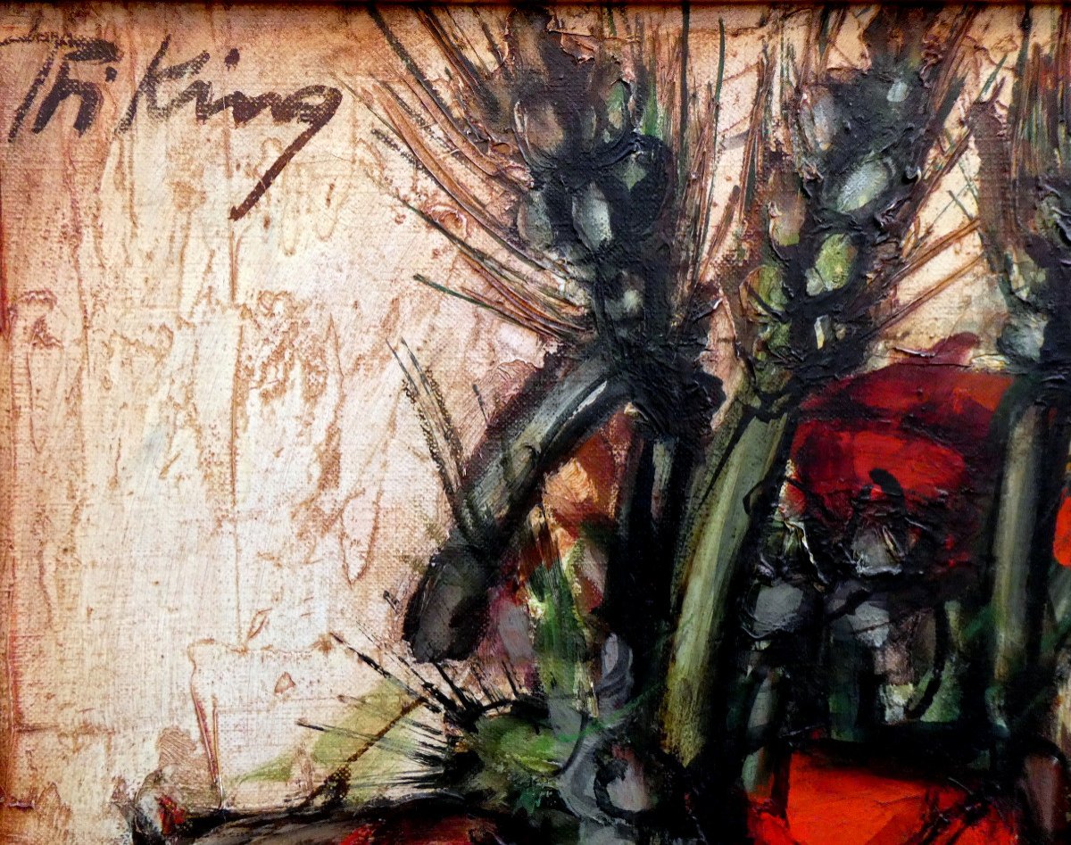 Franz Priking (1929-1979) Bouquet Of Poppies And Ears Of Wheat-photo-3