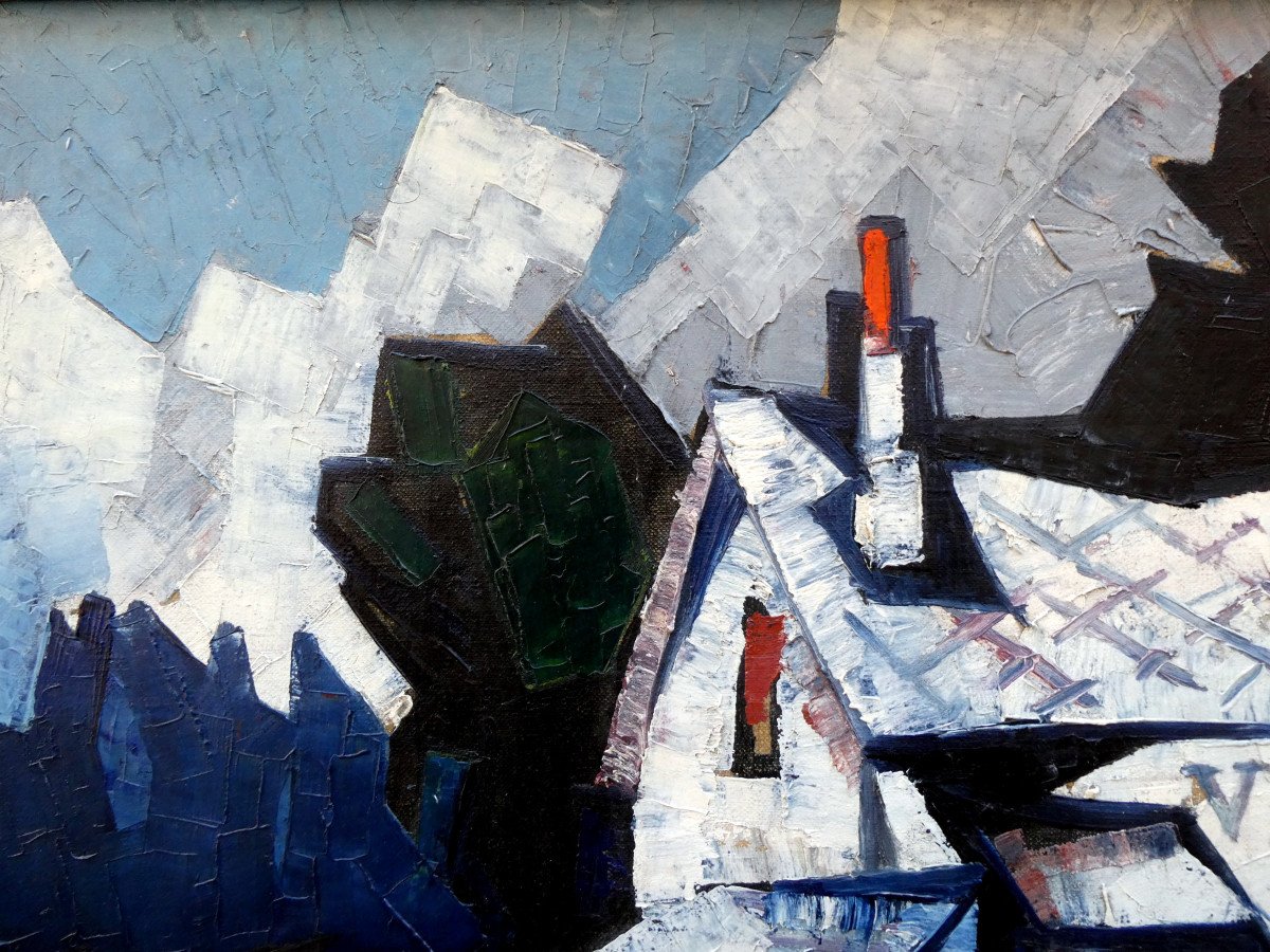 Raoul Van Maldere (1875-1947) House On The Edge Of A Lake In A Mountainous Landscape-photo-3