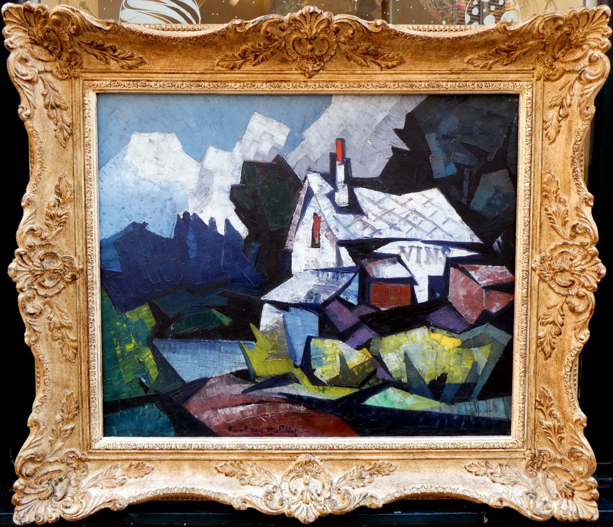 Raoul Van Maldere (1875-1947) House On The Edge Of A Lake In A Mountainous Landscape-photo-7