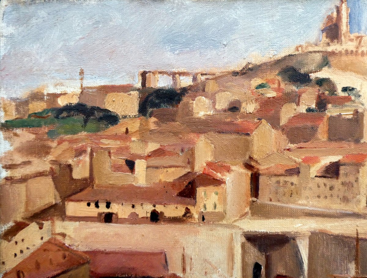 Renée Jullien (1903-1999) Bird's Eye View Of The Carénage Basin In Marseille-photo-4