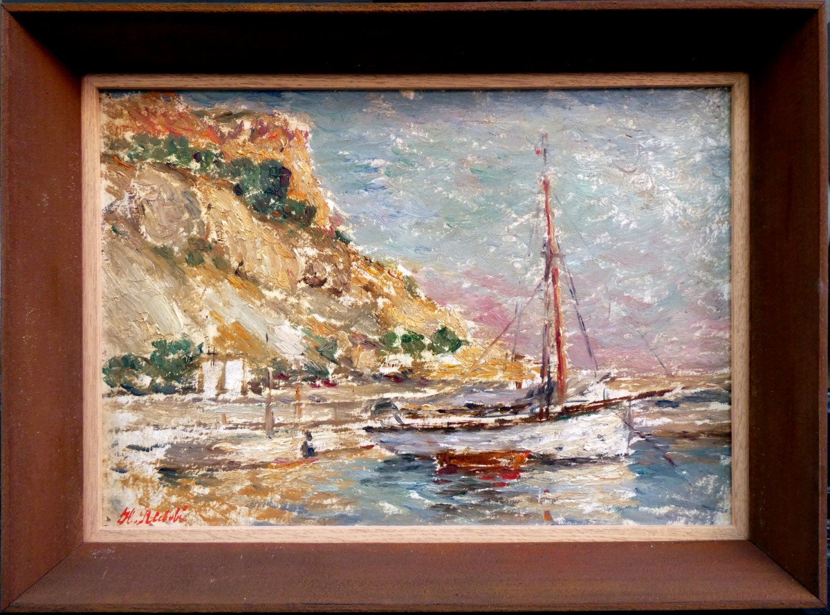 Horace Richebé (1871-1958) Tartane Dans Le Port De Cassis-photo-2