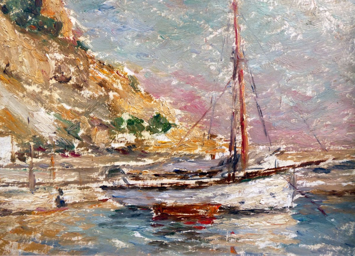 Horace Richebé (1871-1958) Tartane Dans Le Port De Cassis-photo-2