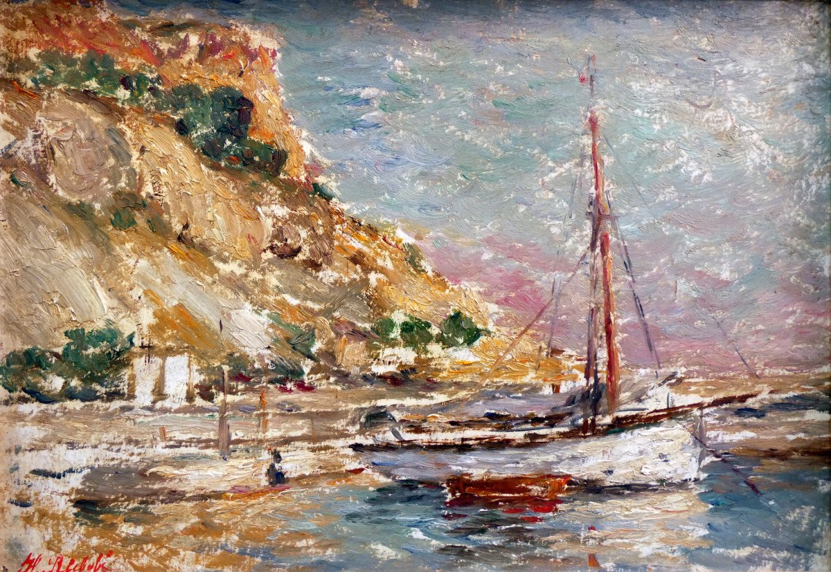 Horace Richebé (1871-1958) Tartane Dans Le Port De Cassis