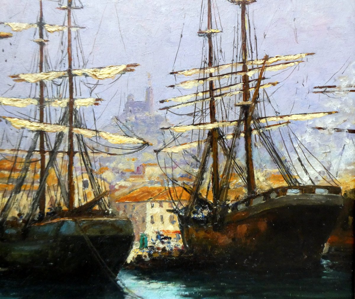 Luigi Michaeli (19th-20th Century) The Old Port Of Marseille-photo-4