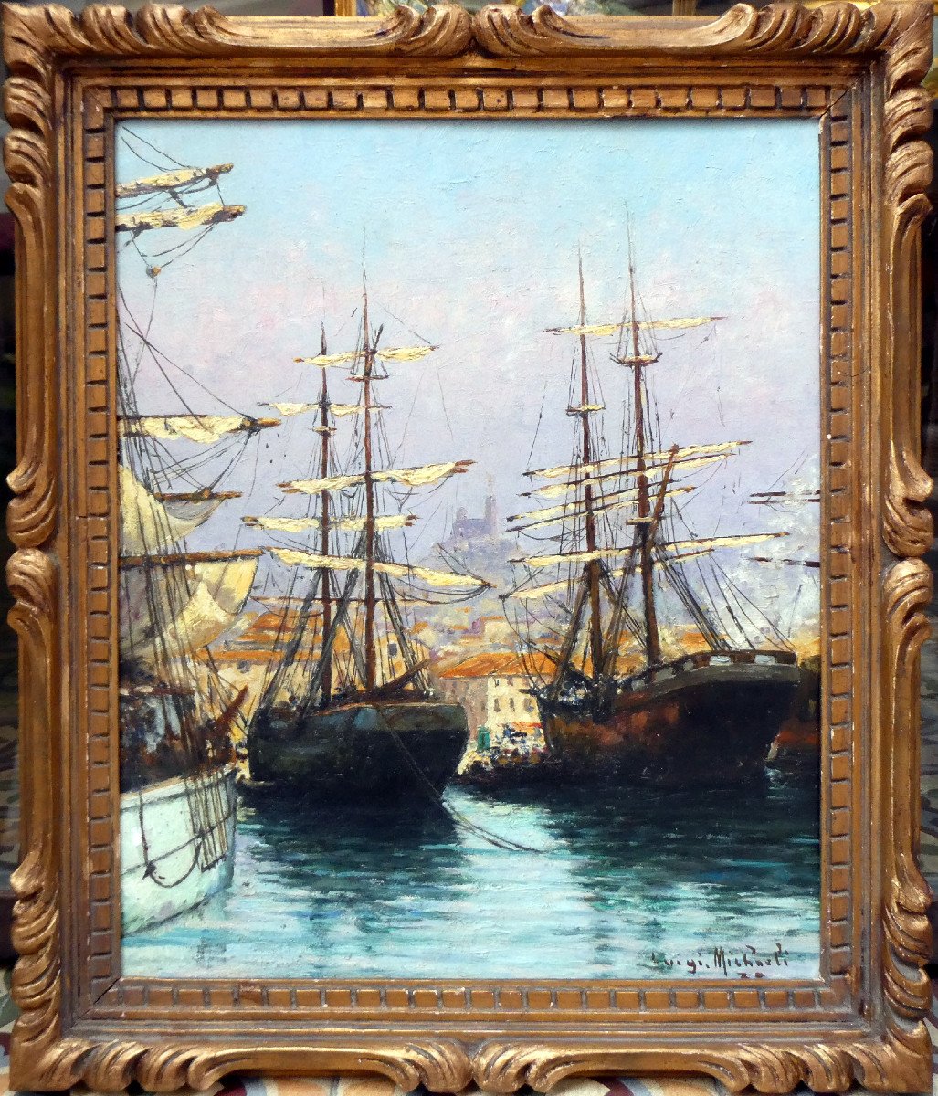 Luigi Michaeli (19th-20th Century) The Old Port Of Marseille-photo-7