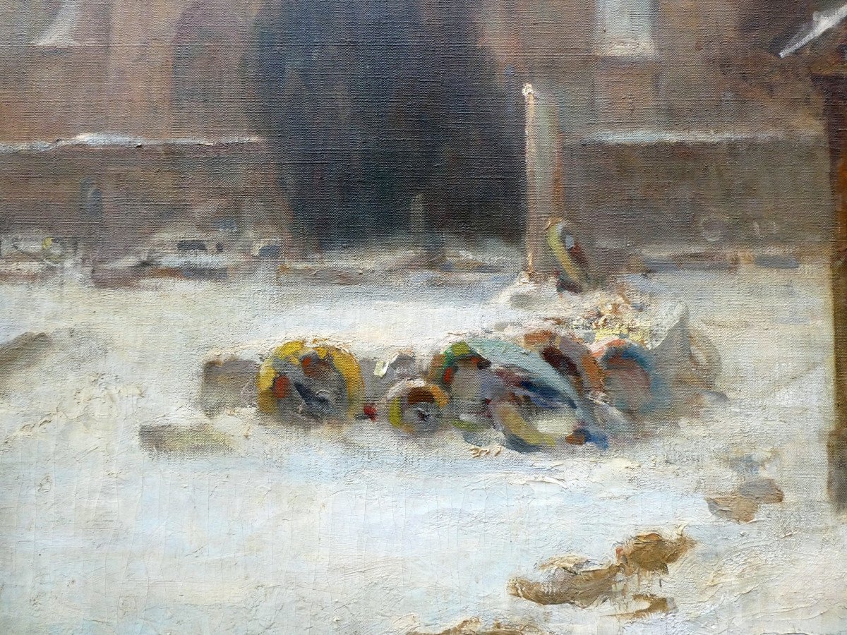 Germain Bonneton (1874-1915) Paysage De Neige Aux Abords d'Une église-photo-1