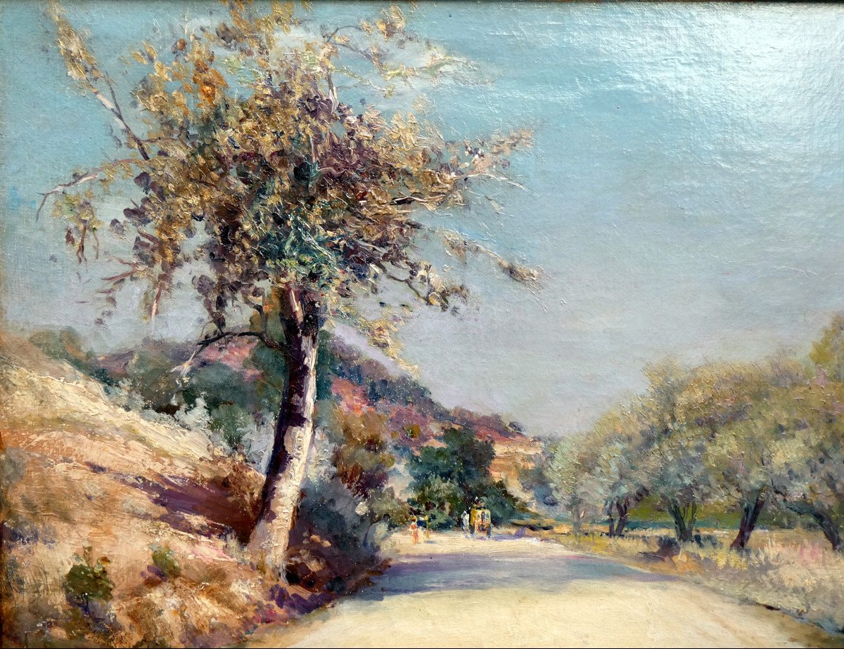 Louis Nattero (1870-1915) Path Lined With Olive Trees Around Toulon-photo-1