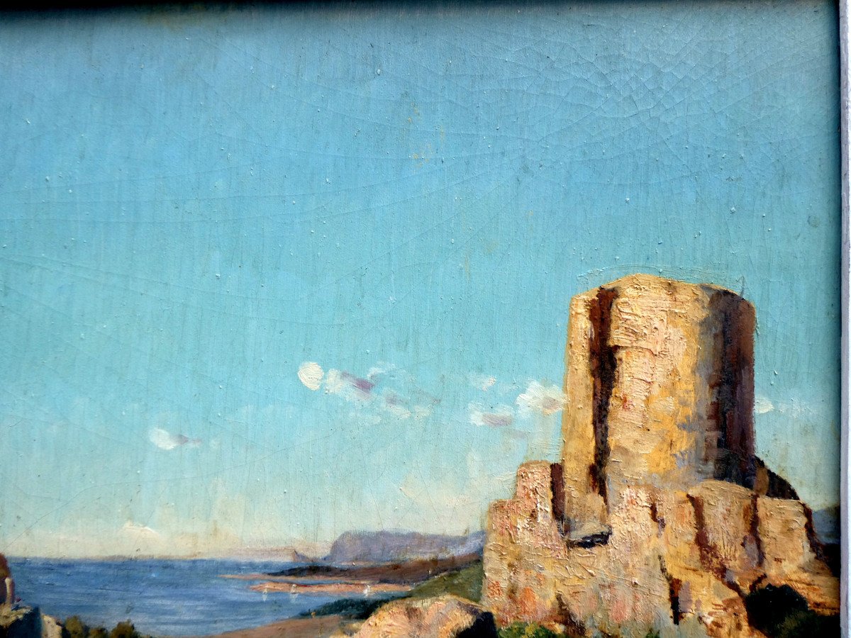 Louis Edouard Cauvin (1816-1900) Vieilles Ruines Sur Les Hauteurs des Environs De Toulon-photo-4
