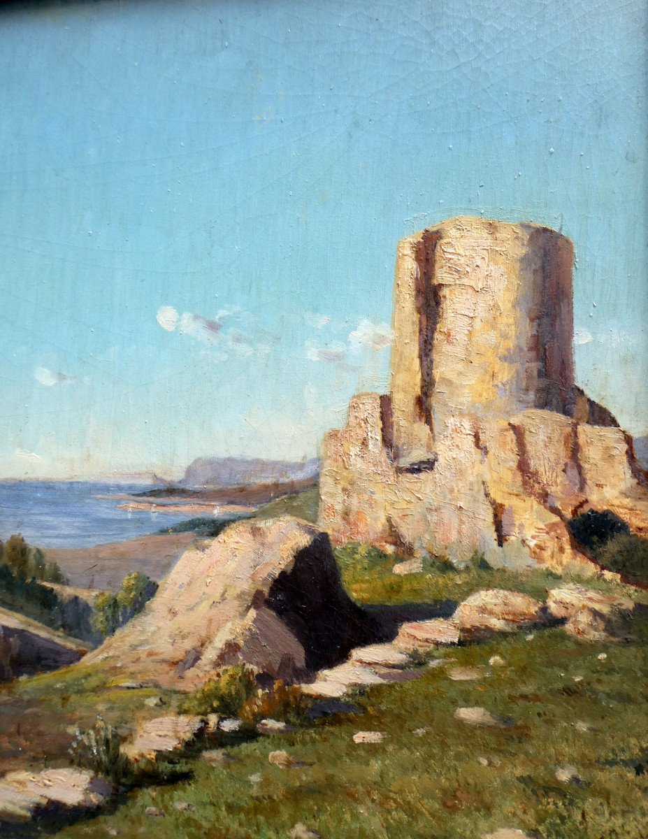 Louis Edouard Cauvin (1816-1900) Vieilles Ruines Sur Les Hauteurs des Environs De Toulon-photo-4