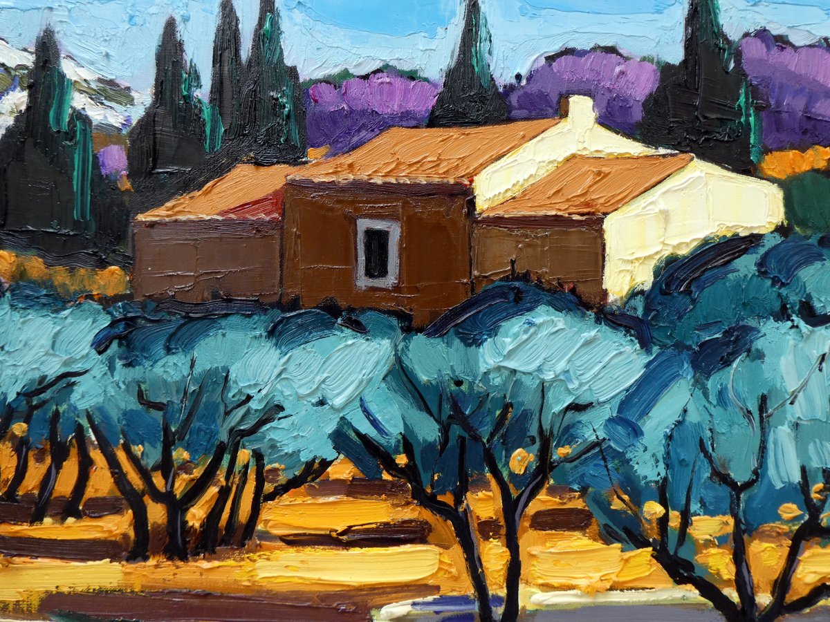 Jean-claude Quilici (1941-) Late Afternoon On The Farmhouse In The Alpilles-photo-5